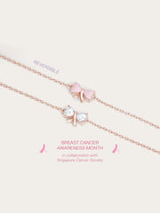 Ribbon Bow Heart Moissanite Reversible Bracelet