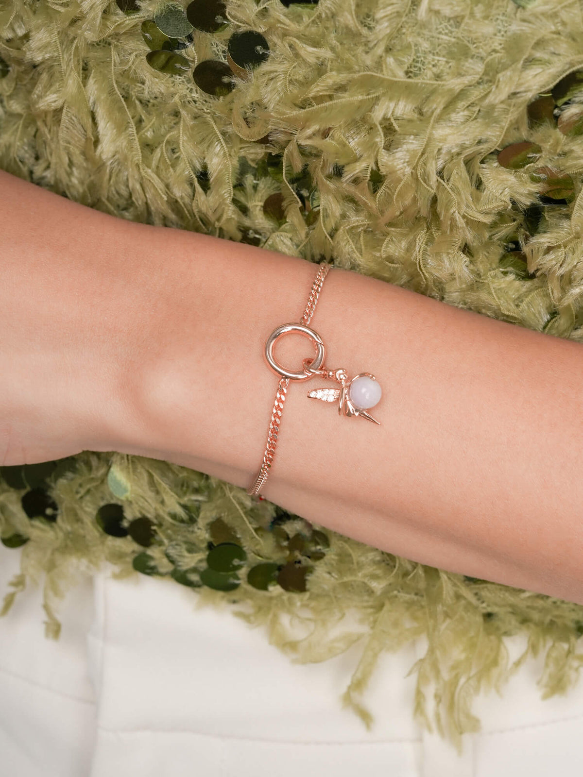 Prosperity Fairy Charm with Lavender Grey Gemstone