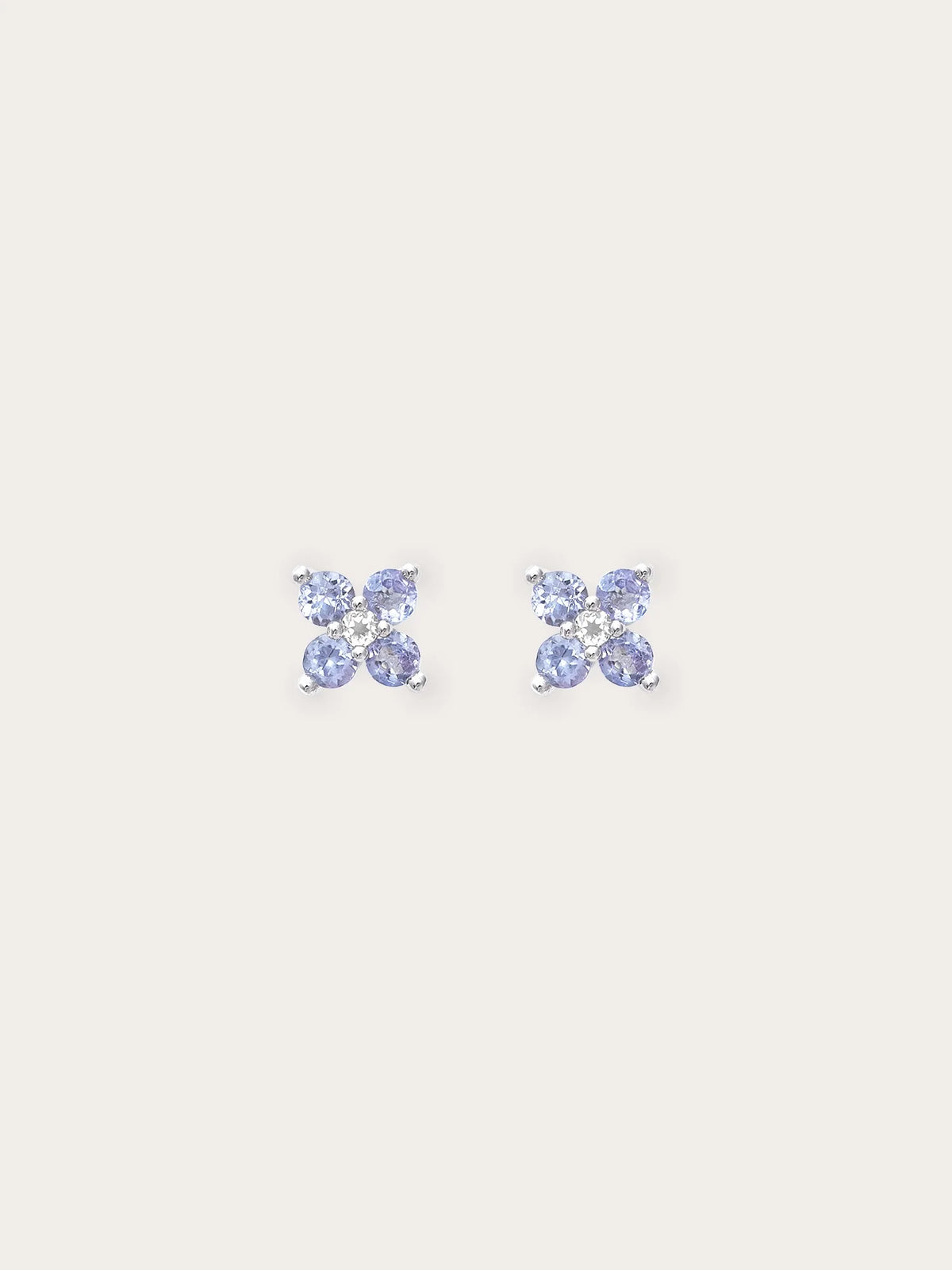 Periwinkle Clover Stud Earrings - Tanzanite