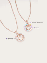 Smiley Face Reversible Enamel Moissanite Necklace