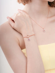 Blue Flower Reversible Enamel Moissanite Charm