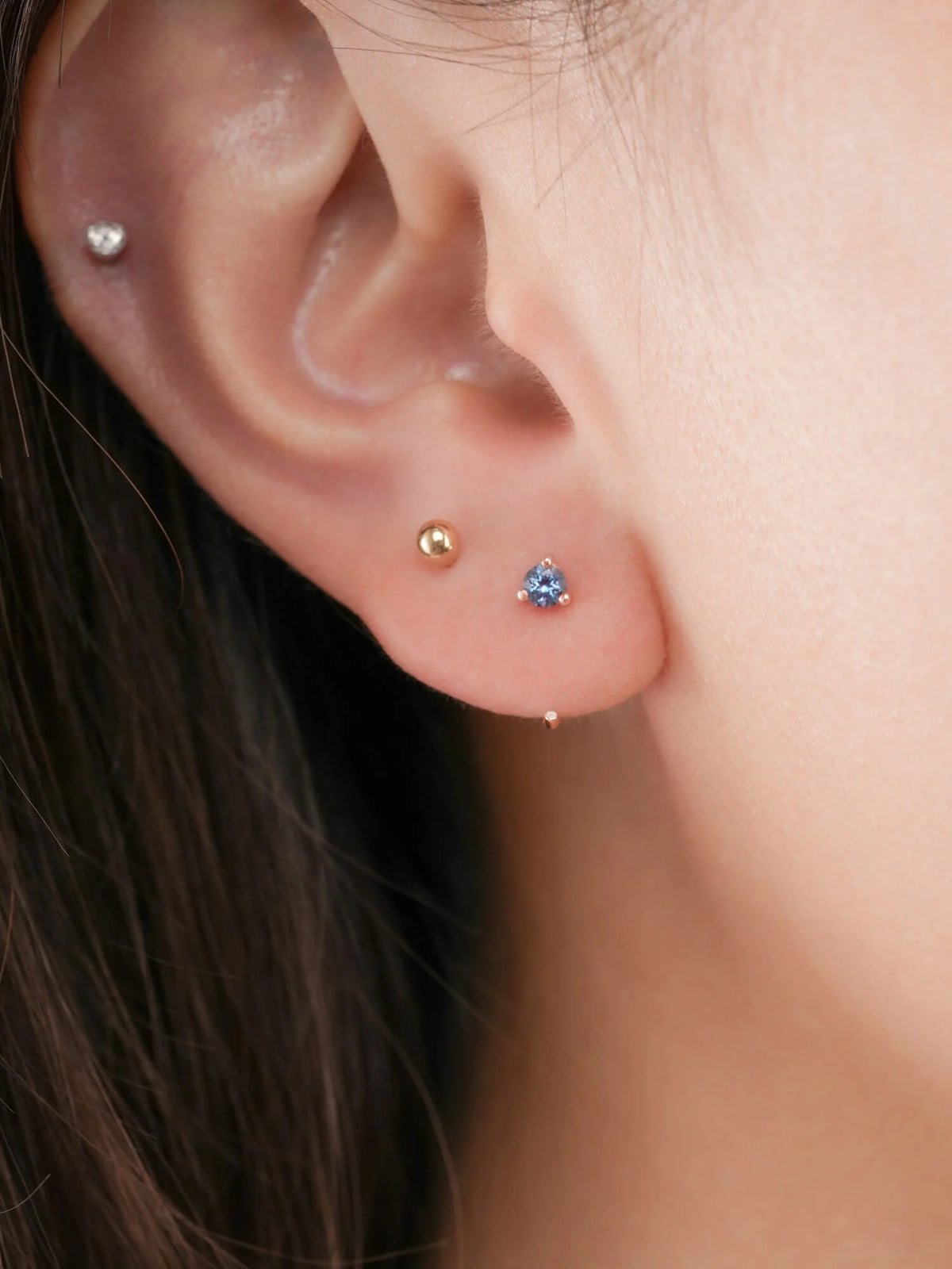 June Birthstone Mini Hoop Earrings with Lab-Grown Alexandrite