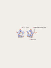 Periwinkle Flower Stud Earrings - Tanzanite