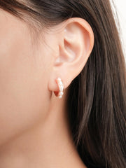 Baroque Pearl Row Huggie Earrings