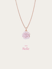 Carved Pink Flower Necklace