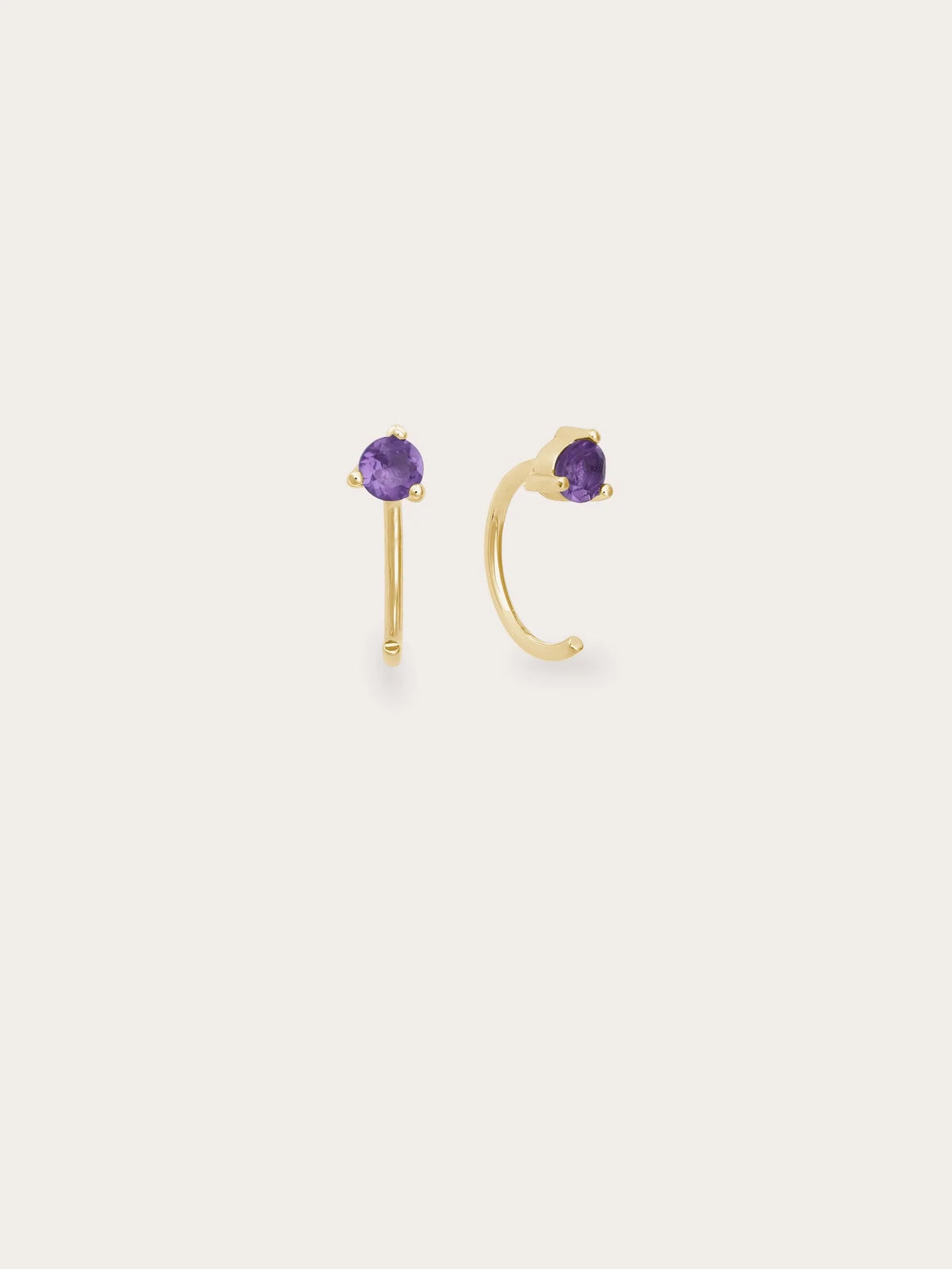 February Birthstone Mini Hoop Earrings - Amethyst
