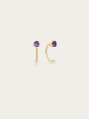 February Birthstone Mini Hoop Earrings - Amethyst