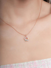Rainbow Moissanite Cluster Necklace