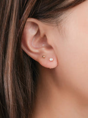 April Birthstone Mini Hoop Earrings with White Topaz