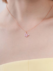 Purple Butterfly Reversible Enamel Moissanite Necklace