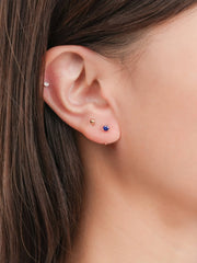 September Birthstone Mini Hoop Earrings - Blue Sapphire