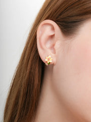 Carved Flower Stud Earrings