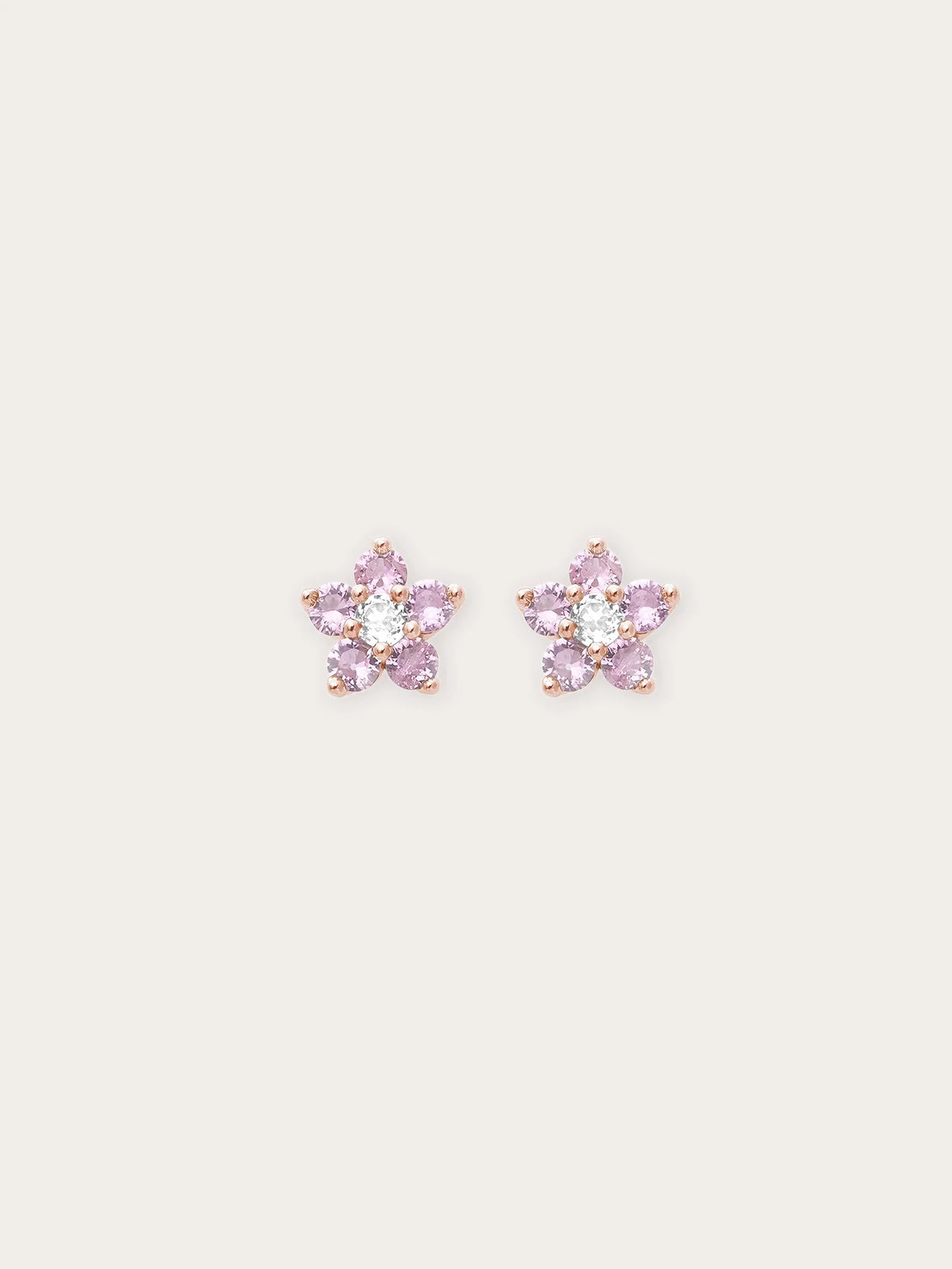 Blush Flower Stud Earrings - Pink Sapphire