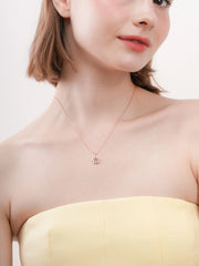 Blue Floral Reversible Enamel Moissanite Necklace