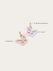 Purple Butterfly Reversible Enamel Moissanite Charm
