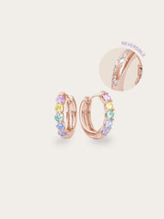 Rainbow Moissanite Reversible Huggie Earrings