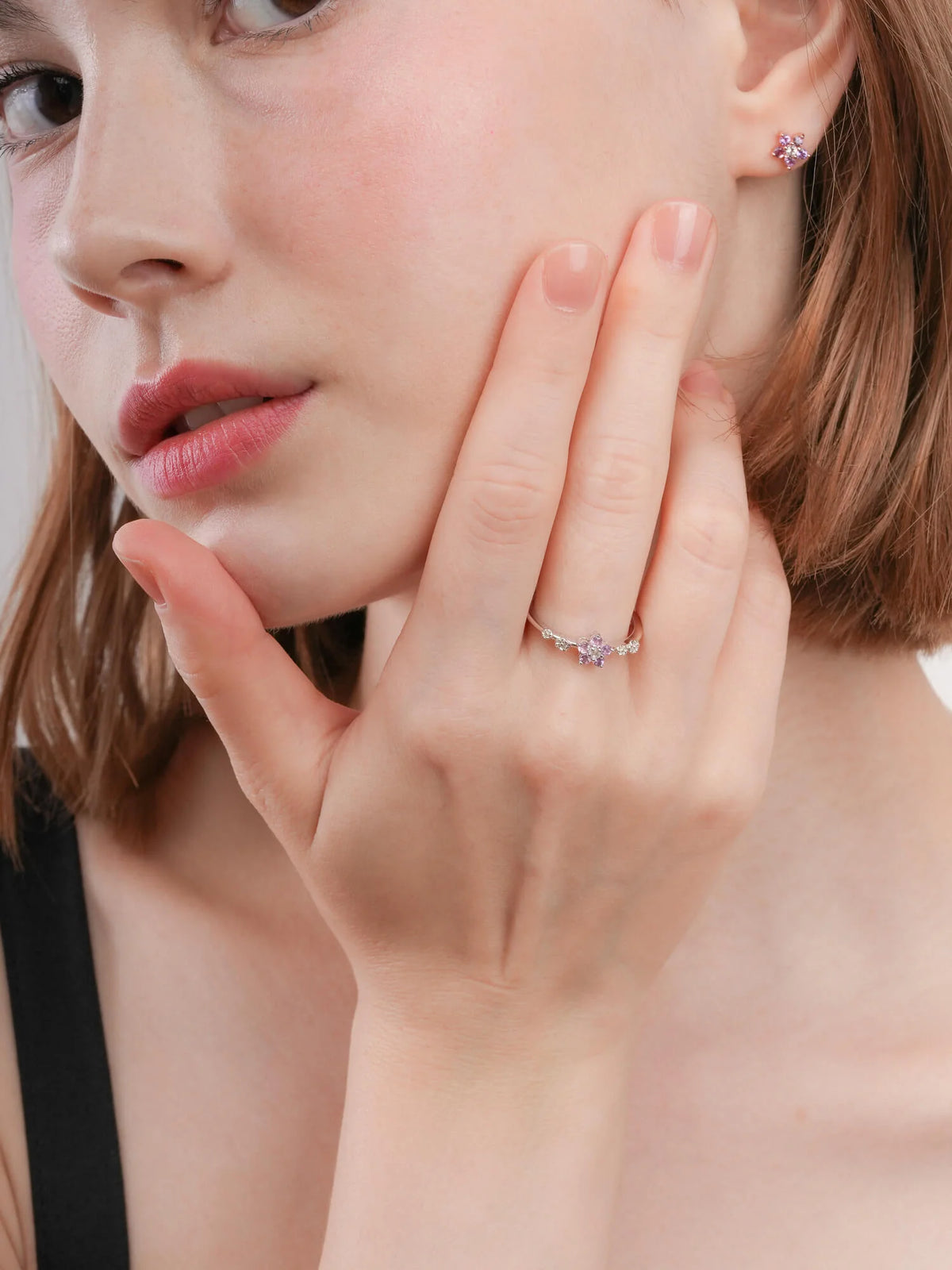 Lavender Flower Ring - Purple Sapphire