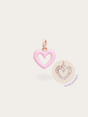 Pink Heart Reversible Enamel Moissanite Charm