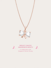 Ribbon Bow Heart Moissanite Reversible Necklace