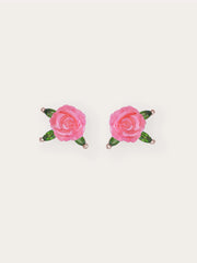 Carved Rose Stud Earrings