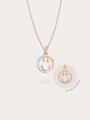 Smiley Face Reversible Enamel Moissanite Necklace