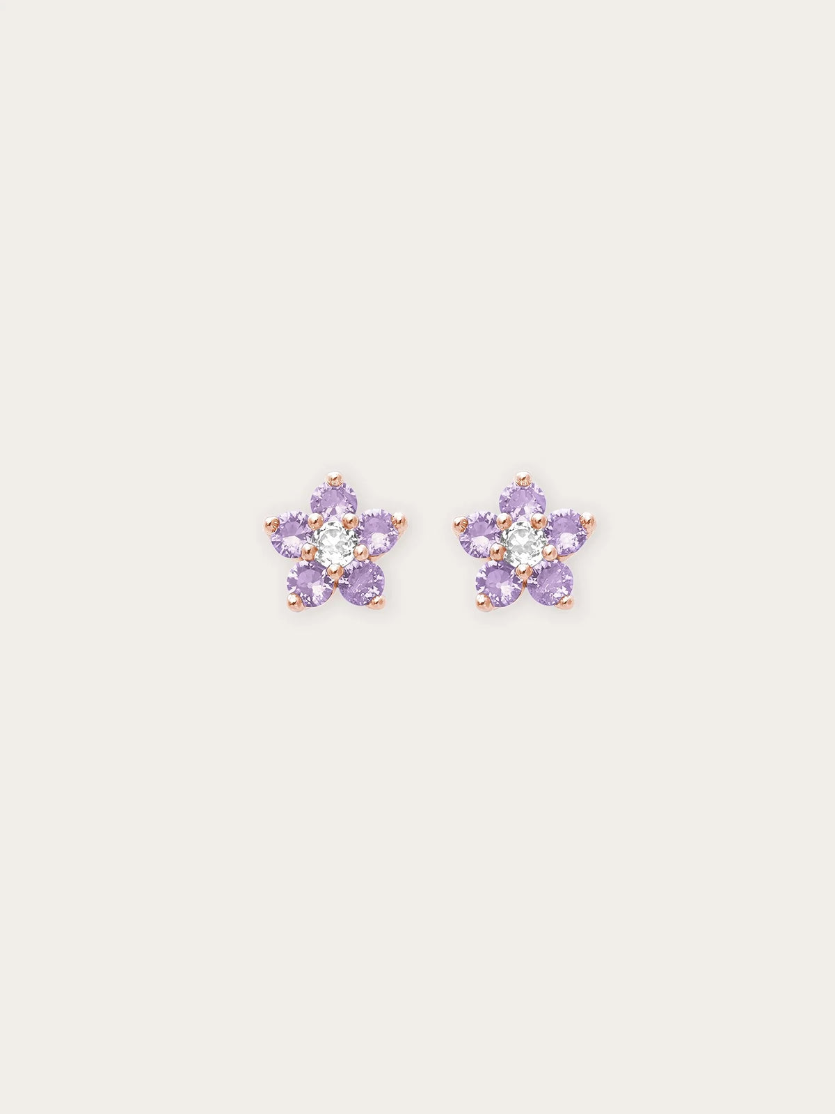 Lavender Flower Stud Earrings - Purple Sapphire