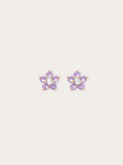 Lavender Flower Stud Earrings - Purple Sapphire