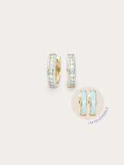 Mint Enamel Moissanite Reversible Huggie Earrings