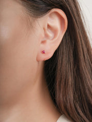 July Birthstone Mini Hoop Earrings - Ruby