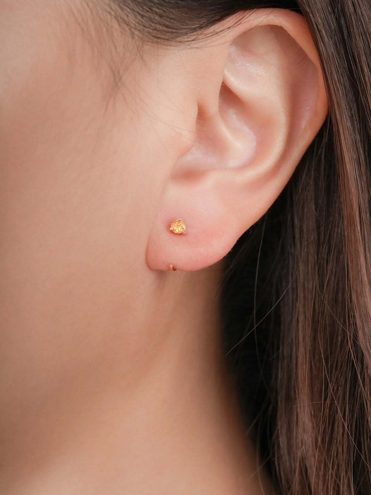 November Birthstone Mini Hoop Earrings with Citrine