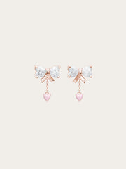 Ribbon Bow Heart Moissanite Hanging Earrings