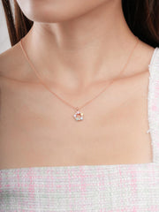 Rainbow Moissanite Cluster Necklace