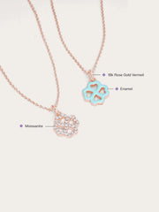 Mint Green Clover Reversible Enamel Moissanite Necklace
