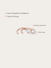 April Birthstone Mini Hoop Earrings with White Topaz