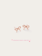 Delicate Ribbon Bow Stud Earrings
