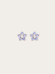 Periwinkle Flower Stud Earrings - Tanzanite