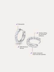 Snowfall White Moissanite Reversible Huggie Earrings