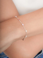 Pink Moissanite Station Bracelet