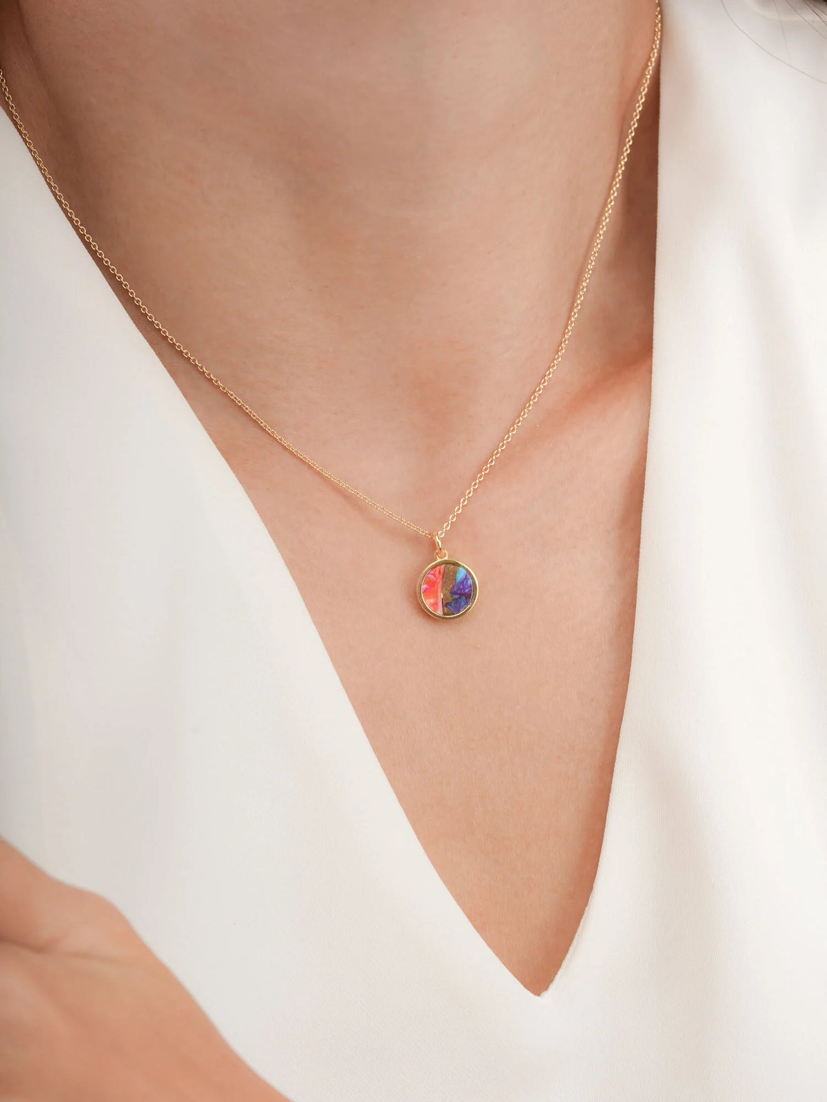 Rainbow Turquoise Reversible Coin Necklace