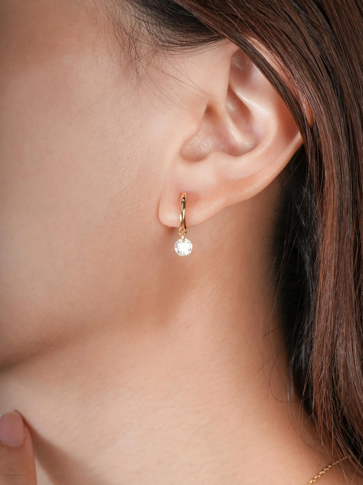Floating Moissanite Huggie Earrings