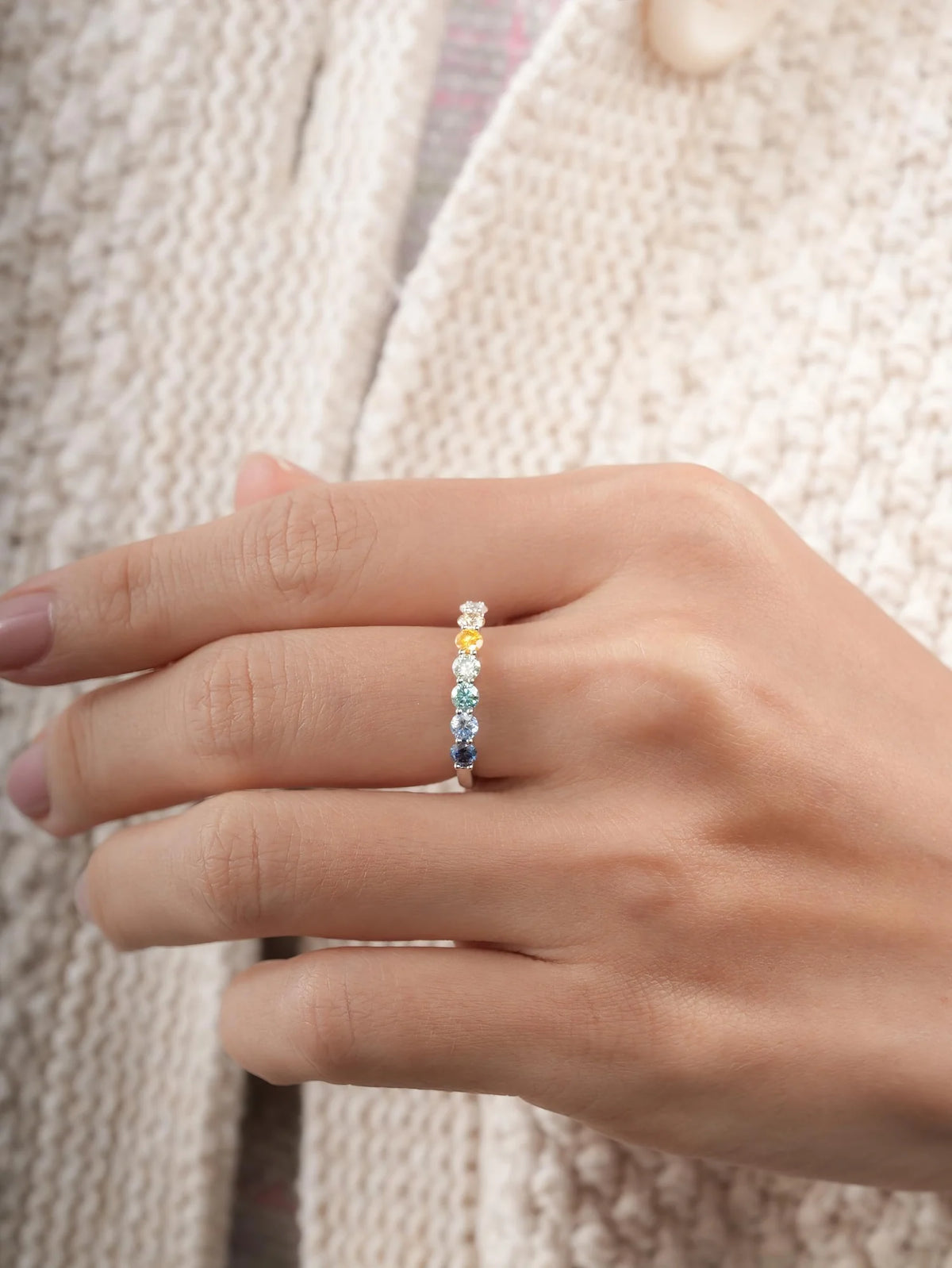 Beach-themed Moissanite Eternity Band
