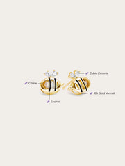Citrine Bee Stud Earrings