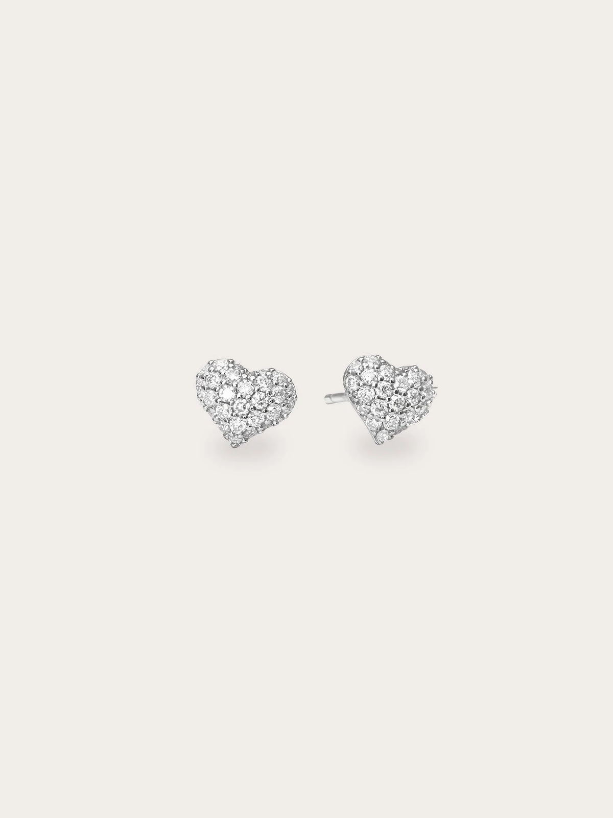 Puffy Heart Pavé Moissanite Stud Earrings