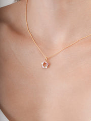 Pink Cluster Moissanite Necklace