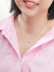 Ribbon Bow Heart Moissanite Reversible Necklace