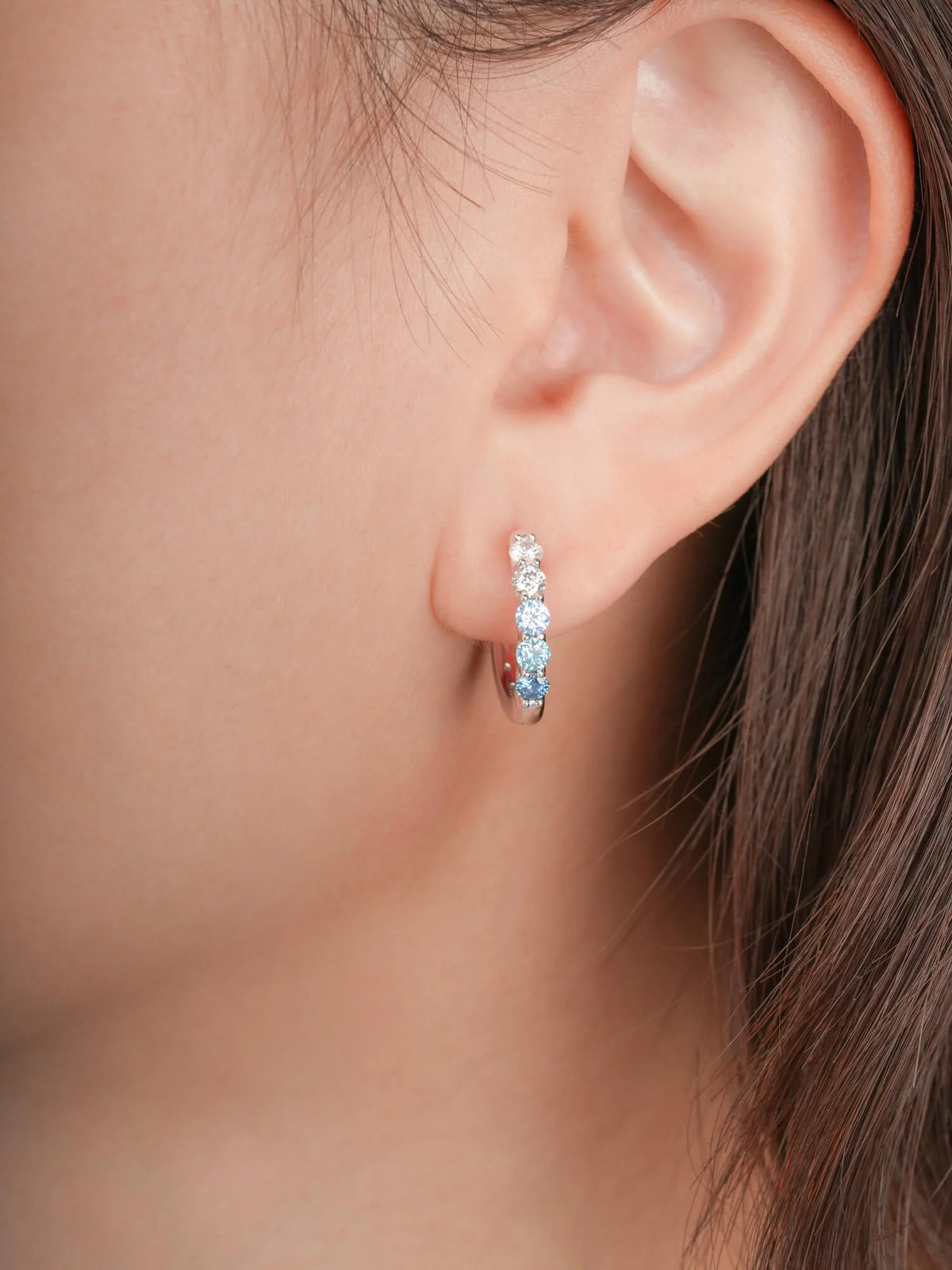Winter Frost Reversible Moissanite Huggie Earrings