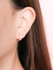 Pink Enamel Moissanite Reversible Huggie Earrings