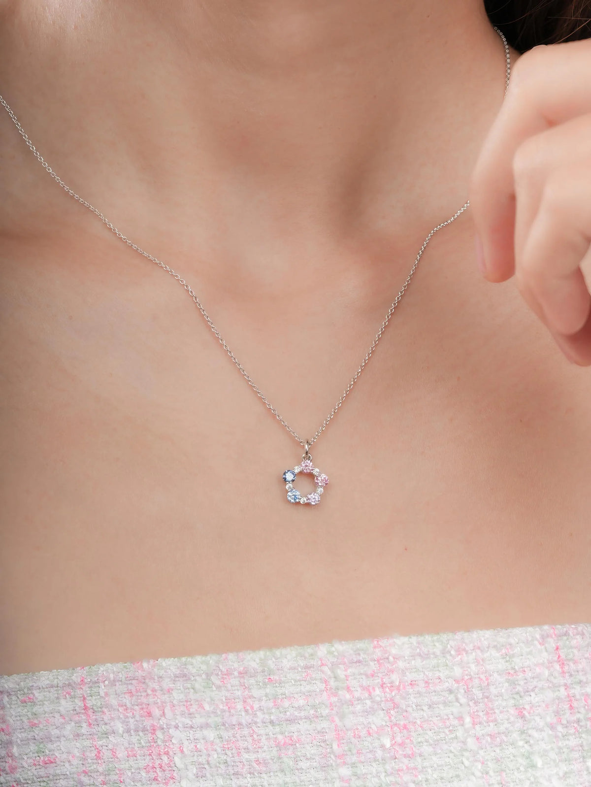 Lilac Sunset Moissanite Cluster Jewelry Necklace