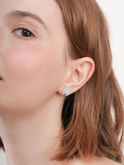 Sky Blue Flower Stud Earrings