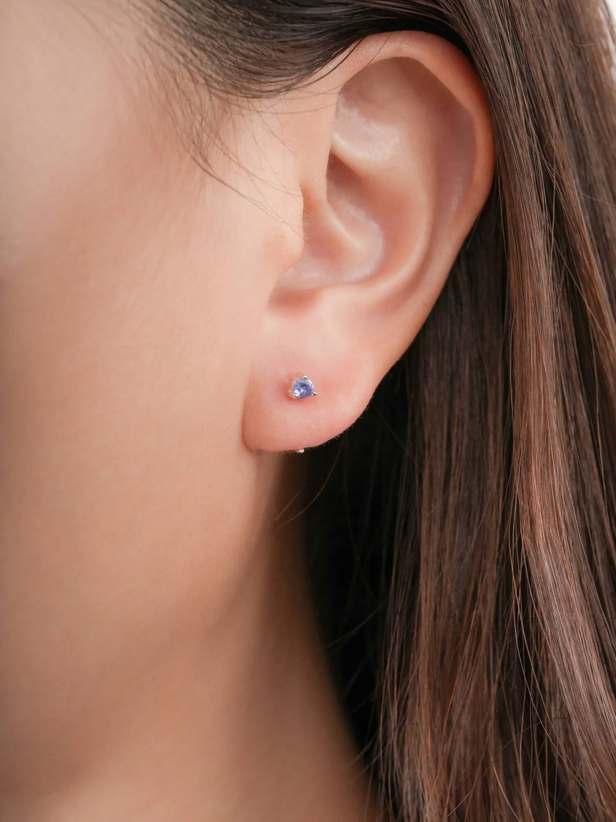 December Birthstone Mini Hoop Earrings - Blue Gemstone